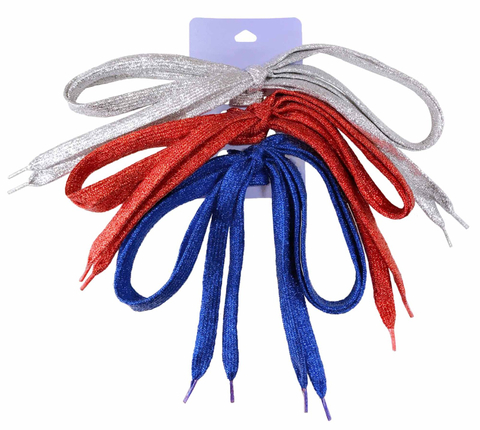紅藍銀國旗配色扁平蔥鞋帶