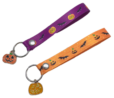 萬聖節橘紫配色南瓜鬼臉鑰匙圈