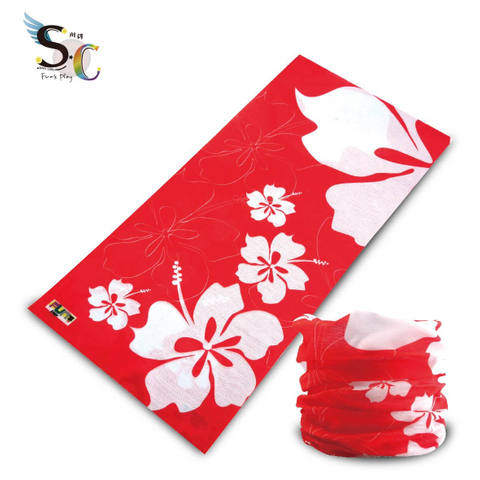 經典紅色扶桑花百變頭巾