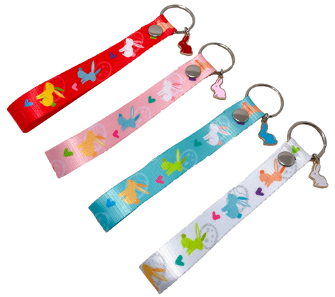 復活節兔子滴油合金織帶組鑰匙圈