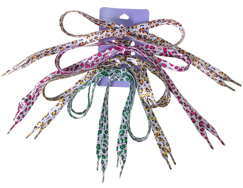 混點銀蔥印刷豹紋數位鞋帶組