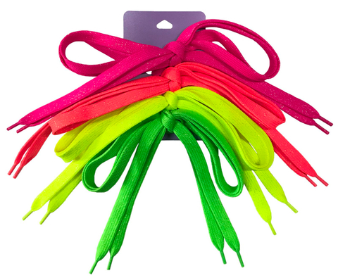 亮麗扁平走馬螢光四色蔥鞋帶