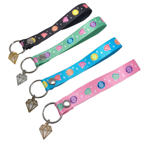 客製印刷織帶鑽石配件鑰匙圈組