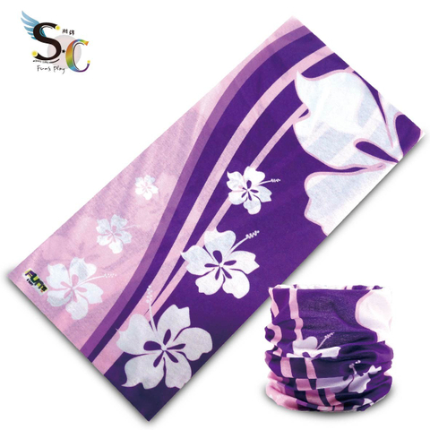 經典紫底扶桑花百變頭帶