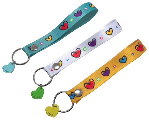 愛心款式轉印織帶鑰匙圈